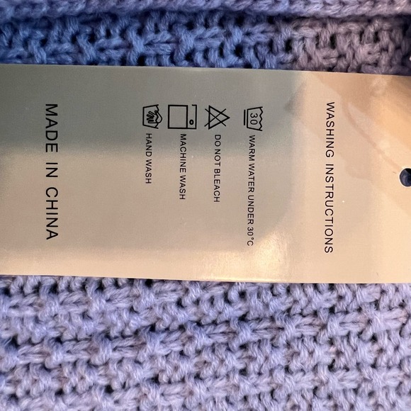 VTSGN Women's Chunky Open Cardigan with side pockets Sky Blue SZ L - Picture 5 of 6